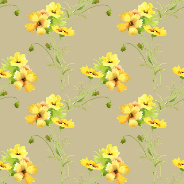 Modèle avec de belles fleurs jaunes d'été — Photo