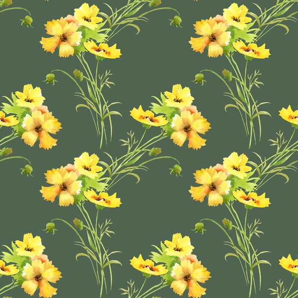 Pattern with beautiful yellow summer flowers — Stock Photo, Image