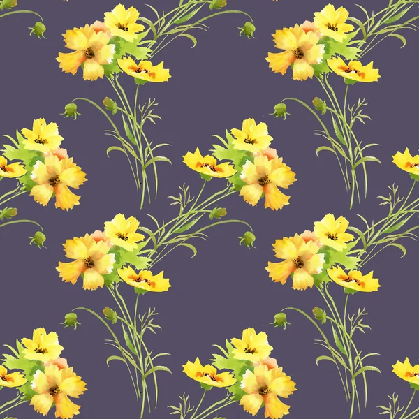 Візерунок з красивими жовтими літніми квітами — стокове фото