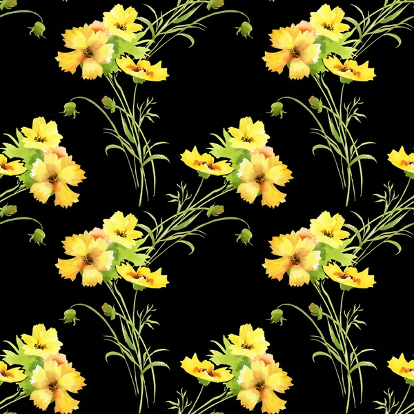 Padrão com belas flores amarelas de verão — Fotografia de Stock