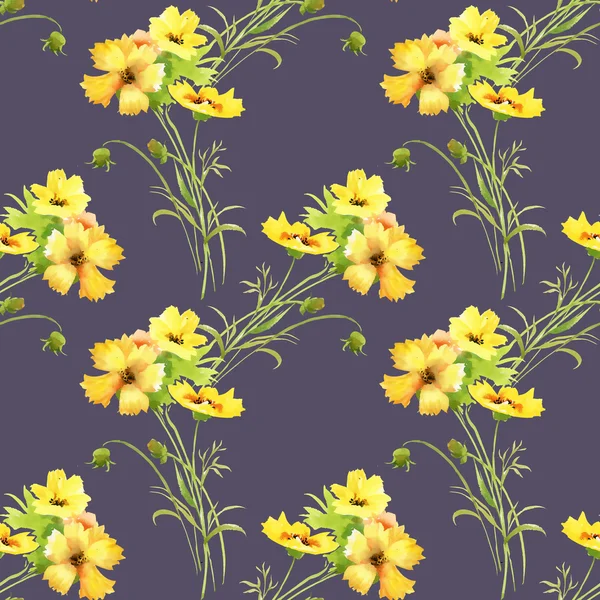 Pattern with beautiful yellow summer flowers — Stock Photo, Image