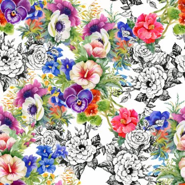 Güzel yaz çiçek deseni