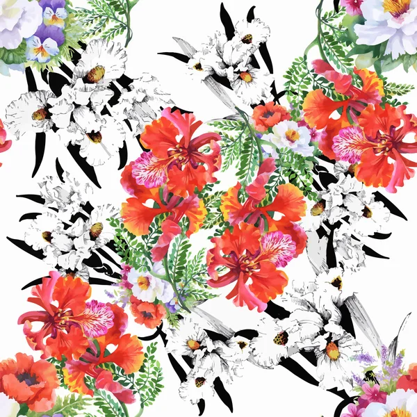 Bella estate fiori modello — Vettoriale Stock