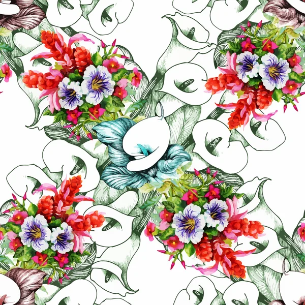 Beau motif de fleurs d'été — Image vectorielle