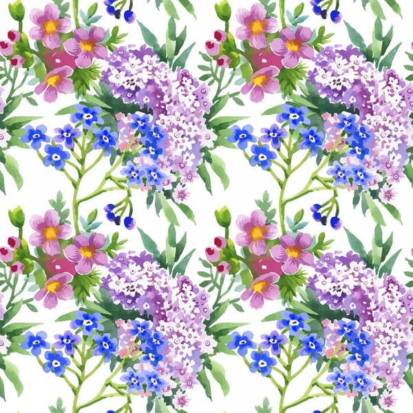 Beautiful Summer Flowers Pattern — Stock Vector