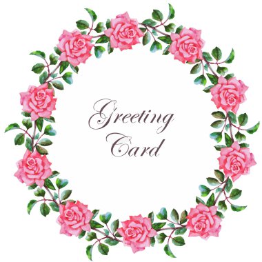 Düğün ya da doğum günü kartı. Çerçeve çiçek. Çiçekli suluboya arka plan