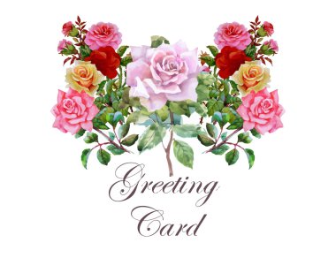 Düğün kartı ile çerçeve çiçek