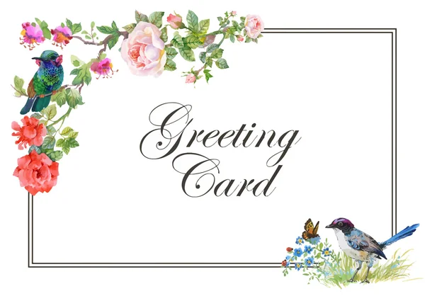 Cartão de casamento com moldura floral —  Vetores de Stock