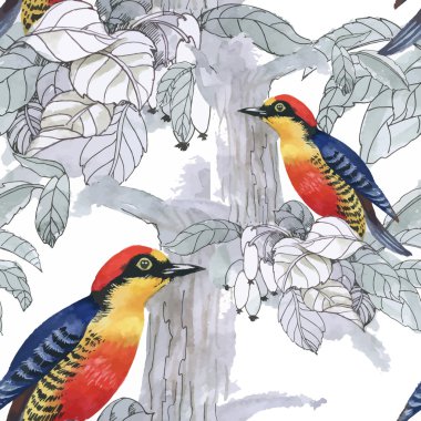 Egzotik kuşlar ile Seamless Modeli