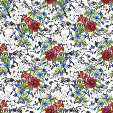 tropikal yaz çiçek ve egzotik kuşlar