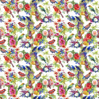 tropikal yaz çiçek ve egzotik kuşlar