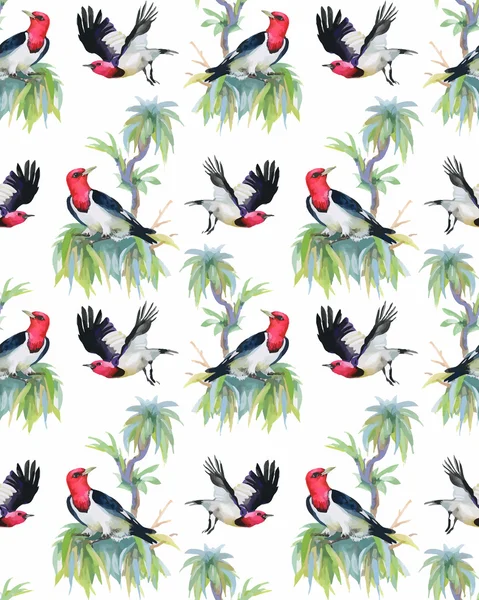 Seamless pattern with  exotic birds — Stock Vector