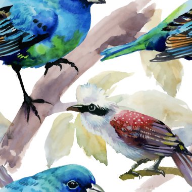  Yaz ve egzotik kuşlar ile desen