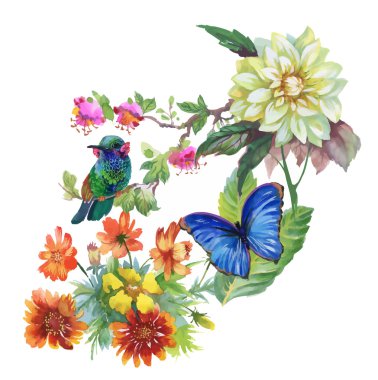 Suluboya çiçek deseni