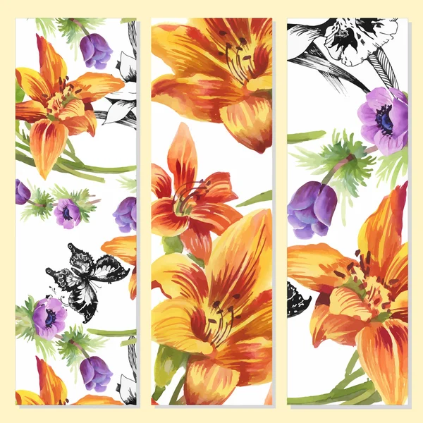 Jeu de cartes florales — Image vectorielle