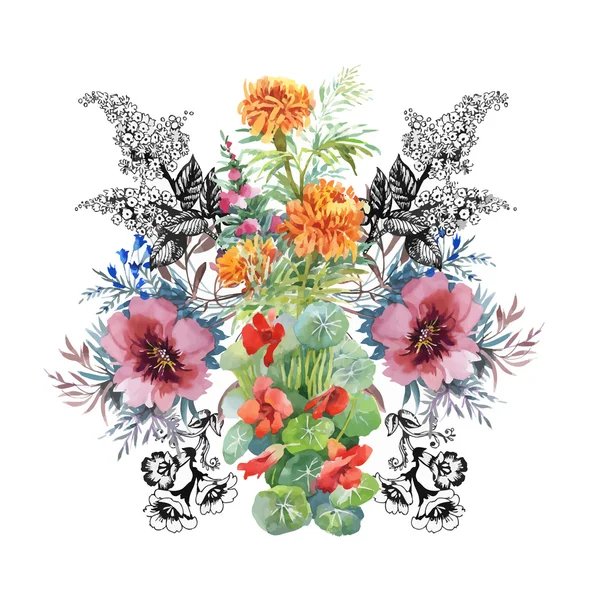 Akvarel květinový vzor — Stockový vektor