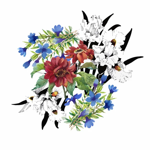 Suluboya çiçek deseni — Stok Vektör