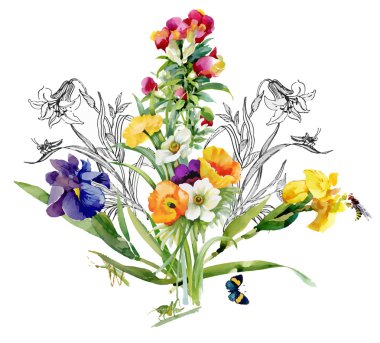 Suluboya çiçek deseni