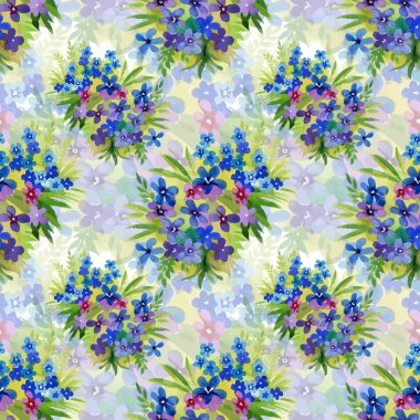 Güzel suluboya yaz Bahçe çiçek açan çiçekler Seamless Modeli