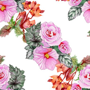 Güzel suluboya yaz Bahçe çiçek açan çiçekler Seamless Modeli