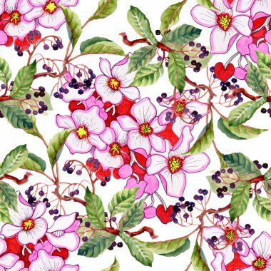 Güzel suluboya yaz Bahçe çiçek açan çiçekler Seamless Modeli