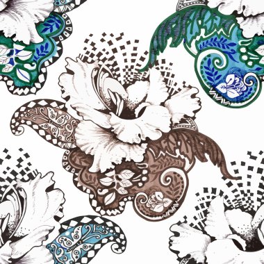 Güzel suluboya yaz Bahçe çiçek açan çiçekler Seamless Modeli