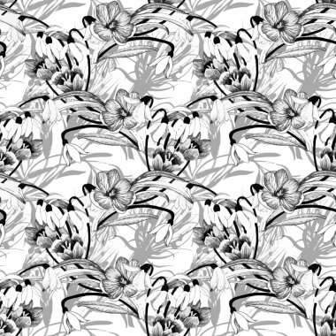 Güzel suluboya yaz Bahçe çiçek açan çiçekler Seamless Modeli