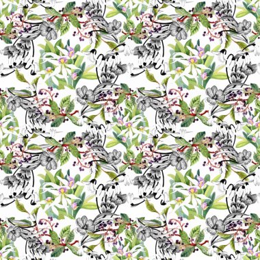 Güzel suluboya yaz Bahçe çiçek açan çiçekler Seamless Modeli