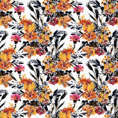 Güzel suluboya yaz Bahçe çiçek açan çiçekler Seamless Modeli