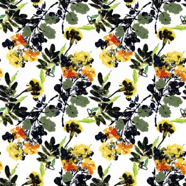 Güzel suluboya yaz Bahçe çiçek açan çiçekler Seamless Modeli