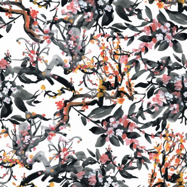 Güzel suluboya yaz Bahçe çiçek açan çiçekler Seamless Modeli