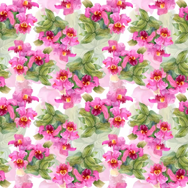 Prachtige aquarel zomertuin bloeiende bloemen naadloze patroon — Stockvector