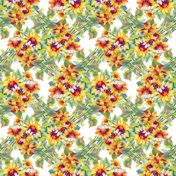Vacker akvarell sommar trädgård blommande blommor sömlösa mönster — Stock vektor