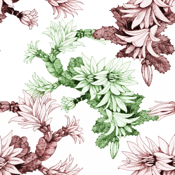 Belle aquarelle jardin d'été floraison fleurs modèle sans couture — Image vectorielle