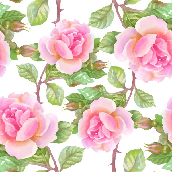 Belle aquarelle jardin d'été floraison fleurs modèle sans couture — Image vectorielle