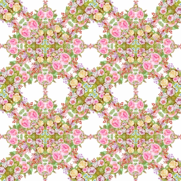 아름 다운 수채화 여름 정원에 피는 꽃 원활한 패턴 — 스톡 벡터