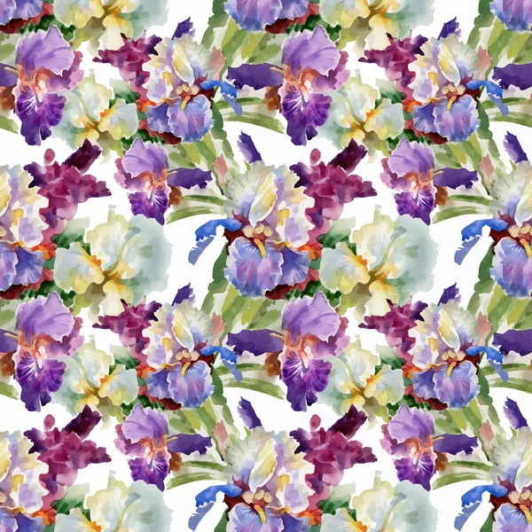 Belle aquarelle jardin d'été floraison fleurs modèle sans couture — Image vectorielle