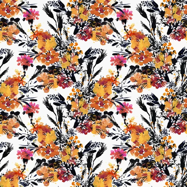 Güzel suluboya yaz Bahçe çiçek açan çiçekler Seamless Modeli