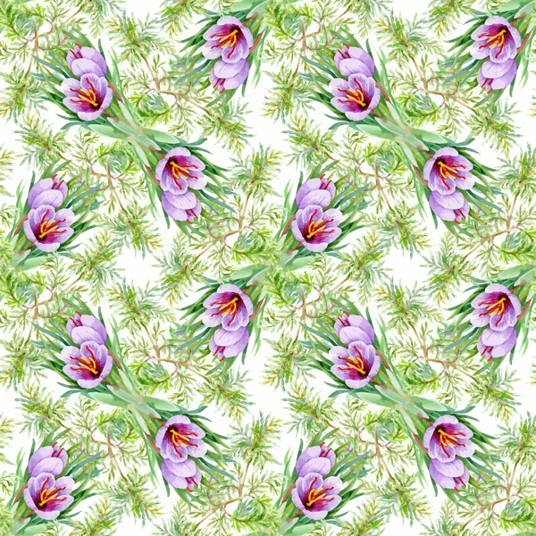 Prachtige aquarel zomertuin bloeiende bloemen naadloze patroon — Stockvector