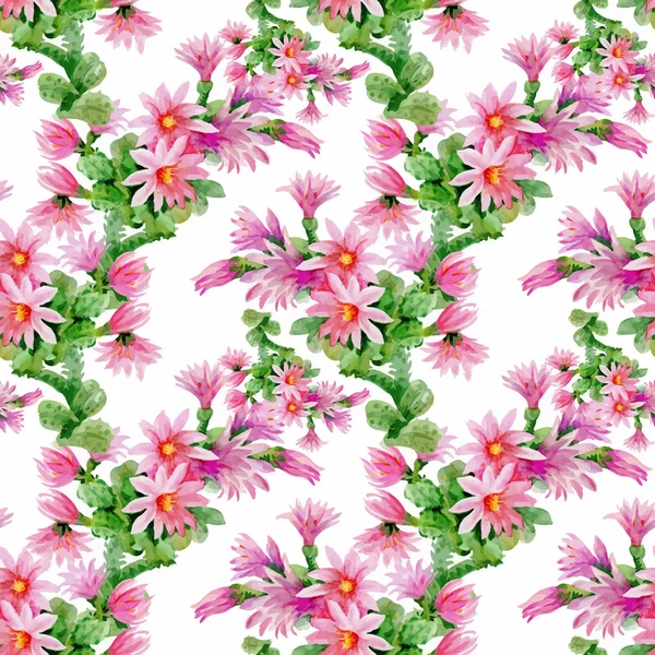 Prachtige aquarel zomertuin bloeiende bloemen naadloze patroon — Stockvector
