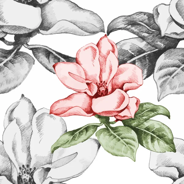 Belle aquarelle jardin d'été floraison fleurs modèle sans couture — Image vectorielle