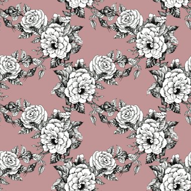 çiçek açan güller arka plan kroki