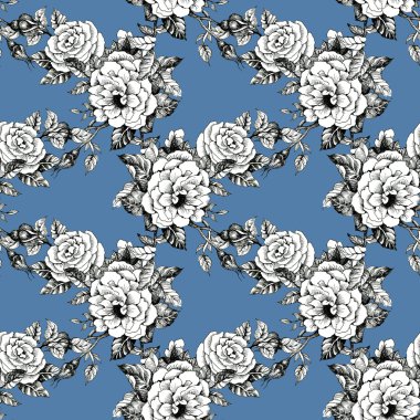 çiçek açan güller arka plan kroki