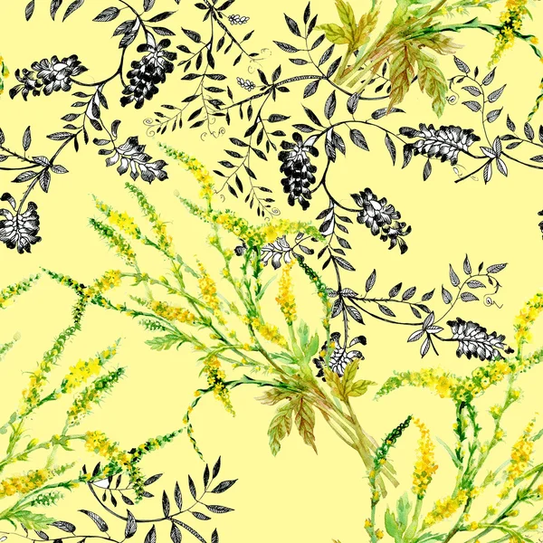 Wildflowers seamless mönster — Stockfoto