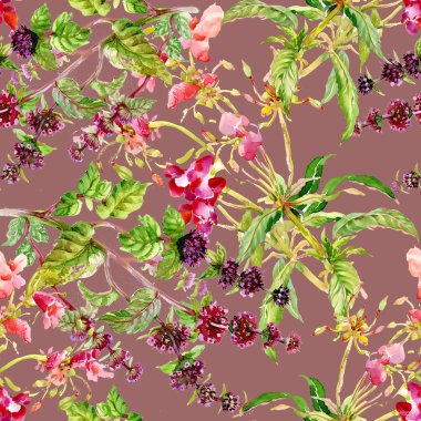 desenli çiçekler ve yapraklar