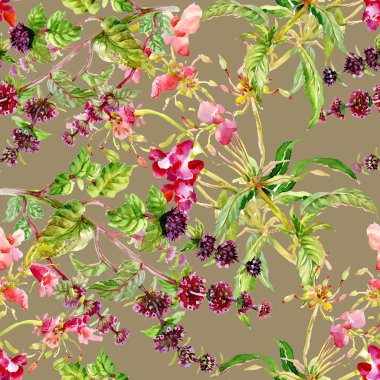 desenli çiçekler ve yapraklar