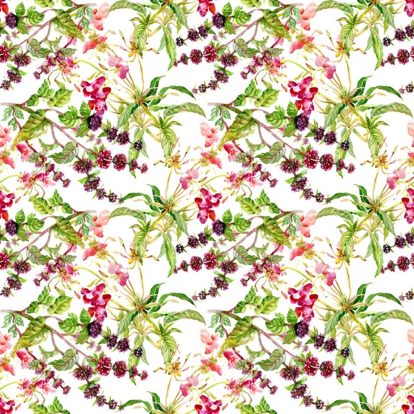 Pattern with flowers and leaves — Stock Photo, Image