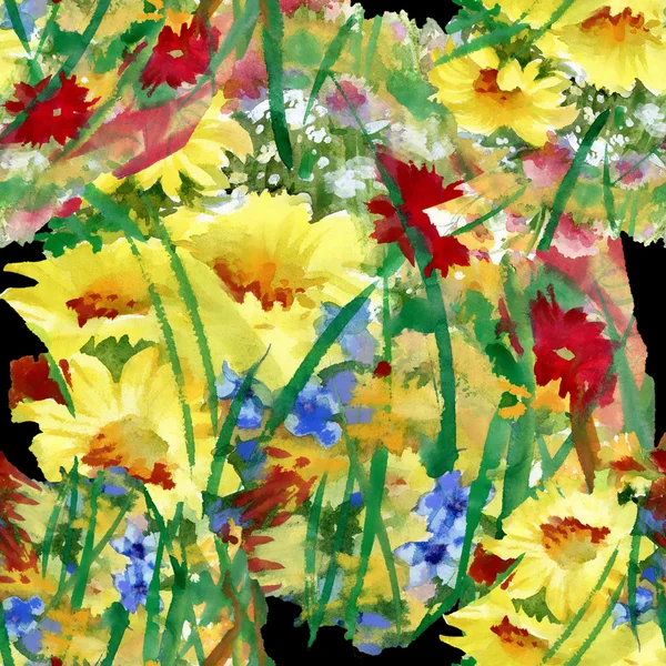 Watercolor field flowers bouquet — Stock Photo, Image