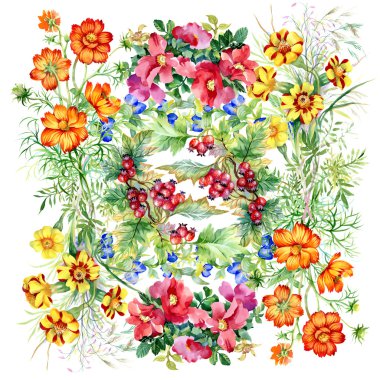 alıç şube ve kır çiçekleri