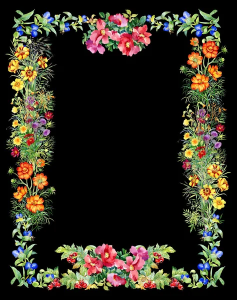 Farbenfrohe Aquarell-Wildblumen — Stockfoto